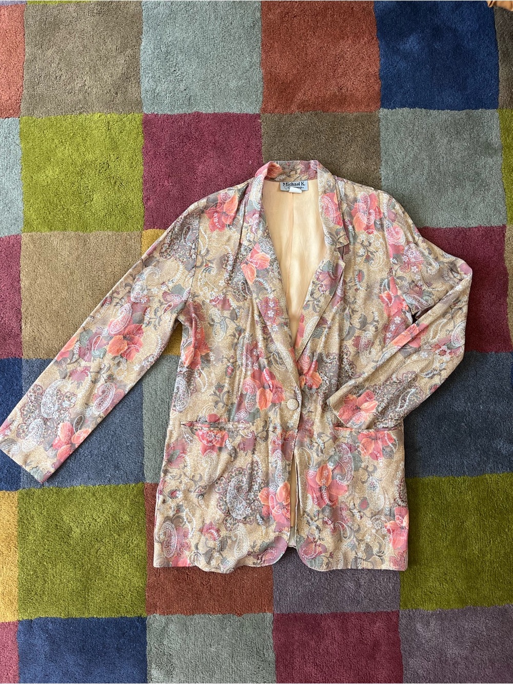 Vintage Floral Single-Button Blazer